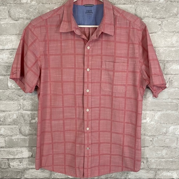 Izod Saltwater Short Sleeve Button Down Shirt - Picture 1 of 5